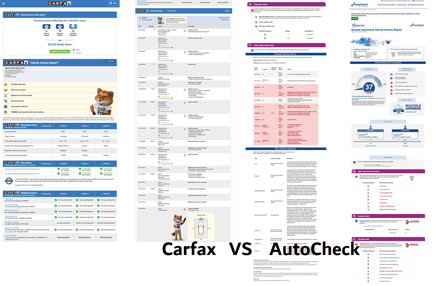 autocheck vs carfax side by side reports