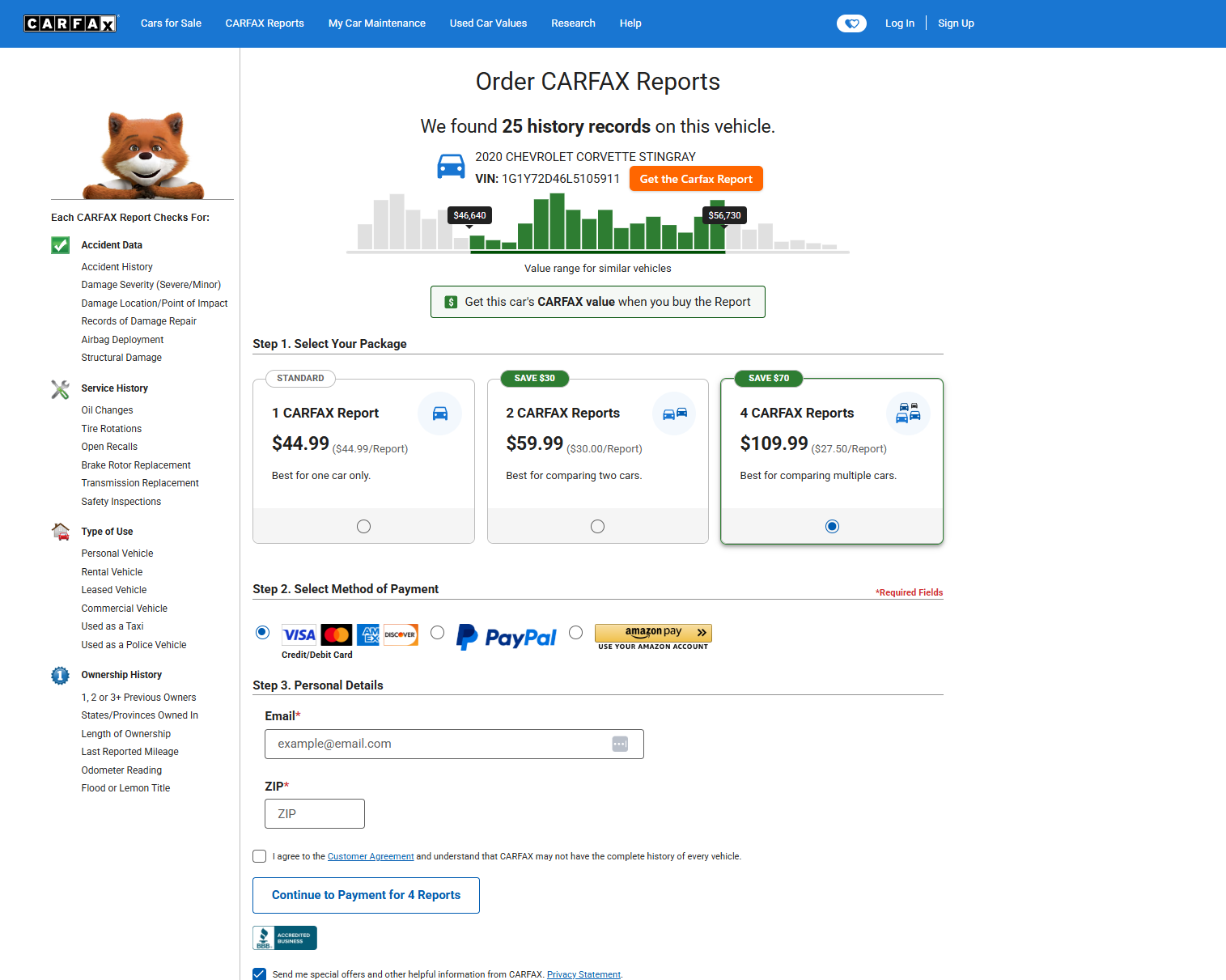 official carfax order form